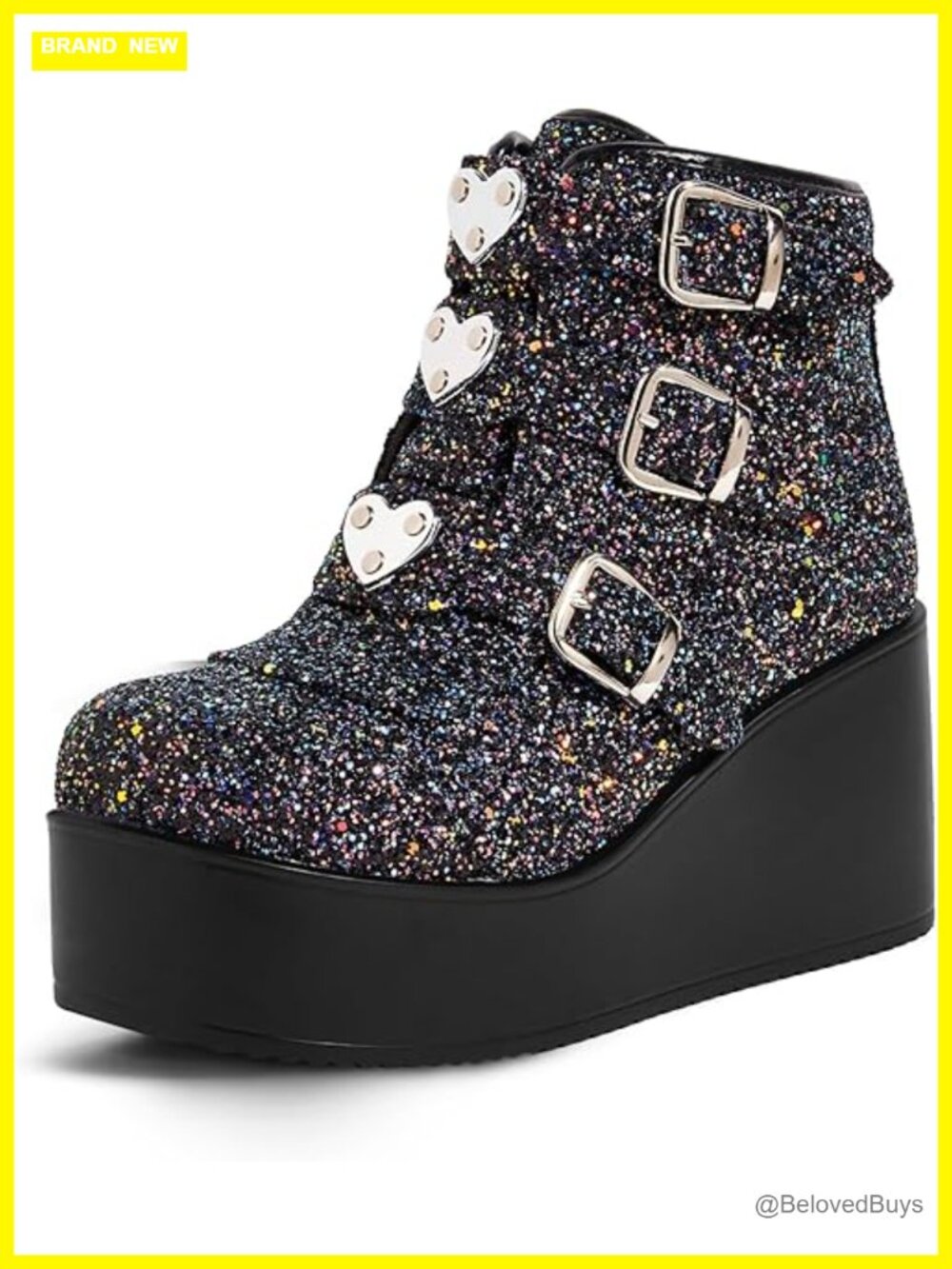 Women Platform Chunky Ankle Boots - Wedge Heel Lace-Up Zipper Booties